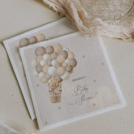 ベアーバルーン茶色の中性ベビーシャワー スタンダードカクテルナプキン