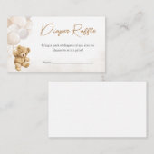 ベアーバルーン赤ちゃんシャワーおむつラッフル エンクロージャーカード (正面/裏面)