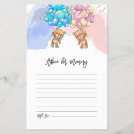 ベアーバルーン赤ちゃんシャワーアドバイスカードフライヤー チラシ