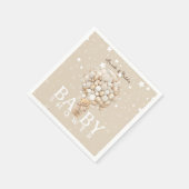 ベアーバルーン赤ちゃんシャワー淡い茶色&金ゴールド スタンダードカクテルナプキン (角)
