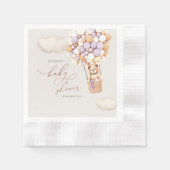 ベアーバルーン赤ちゃんシャワー紙ナプキン 縁ありカクテルナプキン (正面)