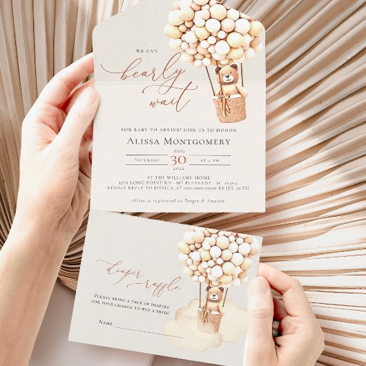 ベアーバルーン赤ちゃんシャワー オールインワン招待状