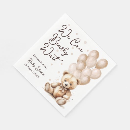 ベアーバルーン赤ちゃんシャワー スタンダードランチョンナプキン (角)