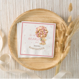 ベアーバルーン赤ちゃん女の子シャワーボホピンク スタンダードカクテルナプキン