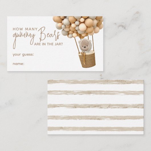 ベアーバルーン赤モダンちゃんシャワー推測ゲーム エンクロージャーカード (正面/裏面)