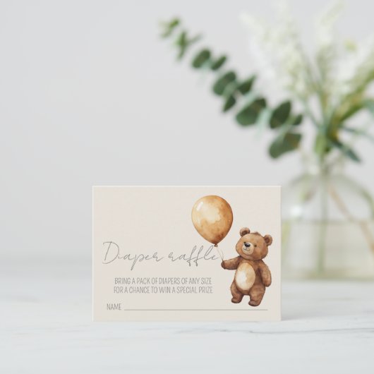 ベアーバルーン雲ベビーシャワーおむつラッフル エンクロージャーカード (スタンド正面)
