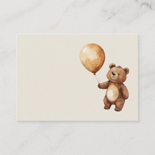 ベアーバルーン雲ベビーシャワーおむつラッフル エンクロージャーカード (裏面)