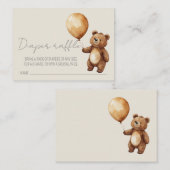 ベアーバルーン雲ベビーシャワーおむつラッフル エンクロージャーカード (正面/裏面)