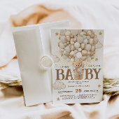 ベアーバルーンbearly待ちボホホワイトベビーシャワー 招待状