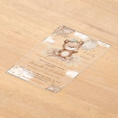 ベアーバルーンBohoベビーシャワー アクリル招待状 (レイダウン)