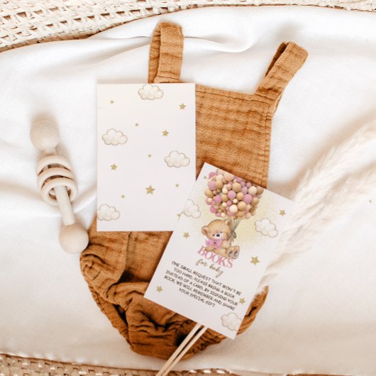 ベアーバルーンBoho Beigeピンクのブックリクエスト エンクロージャーカード