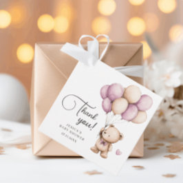 ベアーバルーンPastelパープルベビーシャワーありがとう フェイバータグ