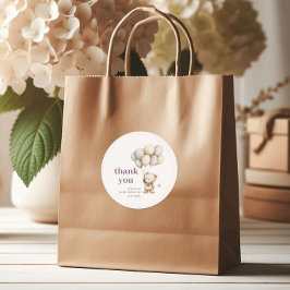 ベアーバルーンPastelパープルベビーシャワーありがとう ラウンドシール