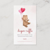 ベアーバレンタイン女の子ベビーシャワーおむつラッフル エンクロージャーカード (正面)