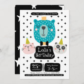 ベアーバースデーパーティーの招待 招待状 (正面/裏面)