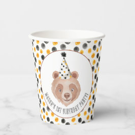 ベアーバースデーパーティー紙カップ – 水彩テディ 紙コップ