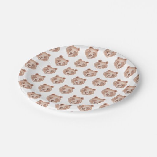 ベアーパターンバースデーパーティー紙プレート ペーパープレート (アングル)