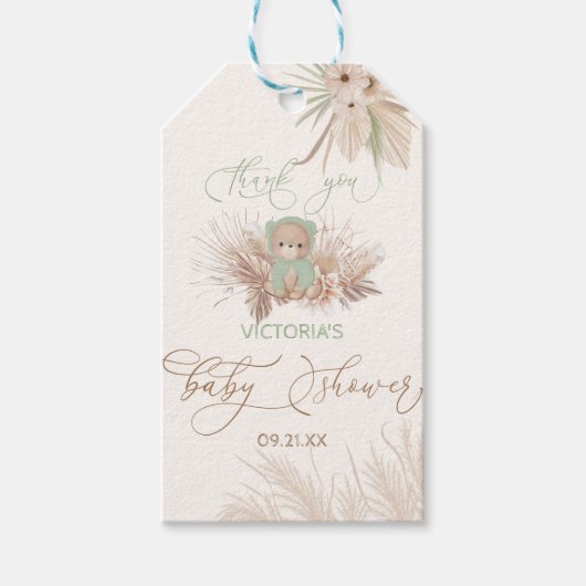 ベアーパンパスベビーシャワーありがとう ギフトタグ (正面)