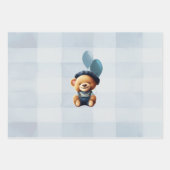 ベアーパーソナライズされたジーンベイビーシャワーギフト ラッピングペーパーシート (正面2)