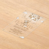 ベアービーウェイニュートラル金ゴールドベビーシャワー アクリル招待状