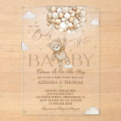 ベアービーウェイニュートラル金ゴールドベビーシャワー アクリル招待状