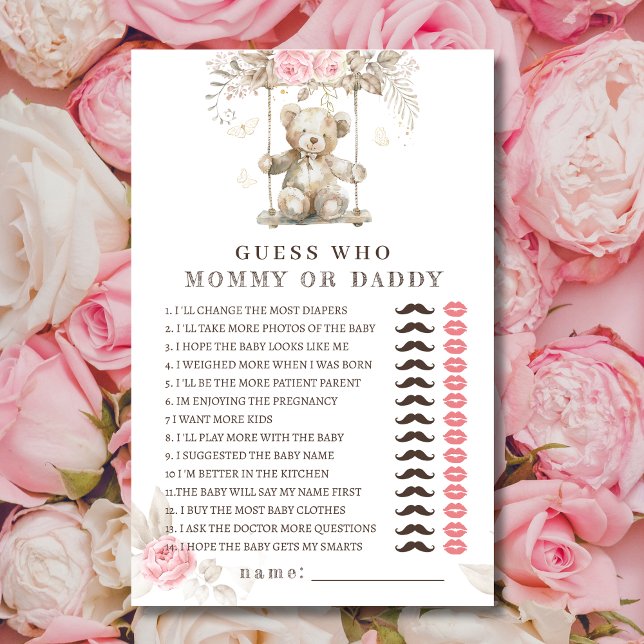 ベアーピンクのフローラ赤ちゃんシャワー誰が推測 (クリエイターアップロード済み)