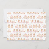 ベアーピンクの列車のベビーシャワー サンキューカード (裏面)