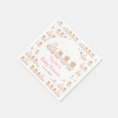 ベアーピンクの列車のベビーシャワー スタンダードカクテルナプキン (角)