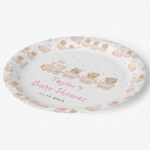 ベアーピンクの列車のベビーシャワー ペーパープレート (アングル)