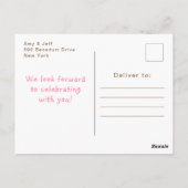 ベアーピンクの列車のベビーシャワー ポストカード (裏面)