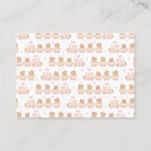 ベアーピンクの列車表示赤ちゃんシャワー エンクロージャーカード (裏面)