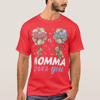 ベアーピンクまたはブルーのママが愛する性別 Tシャツ