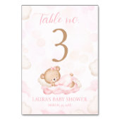 ベアーピンクガール赤ちゃんシャワーテーブル番号記号 テーブルナンバー (裏面)