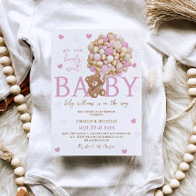 ベアーピンクバルーン女の子ベビーシャワー