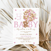 ベアーピンクバルーン女の子ベビーシャワー 招待状