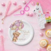 ベアーピンクバルーン赤ちゃんシャワーありがとうプレート ペーパープレート (パーティー)
