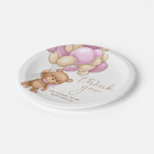 ベアーピンクバルーン赤ちゃんシャワーありがとうプレート ペーパープレート (アングル)