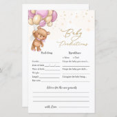 ベアーピンクバルーン赤ちゃんシャワーベビー予測 (正面/裏面)