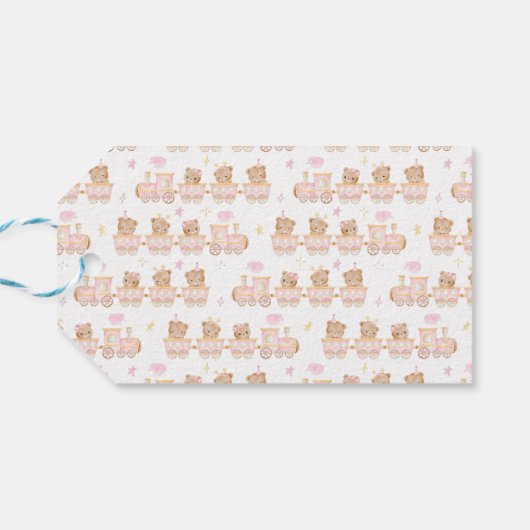 ベアーピンク列車ベビーシャワーありがとう ギフトタグ (裏面横)