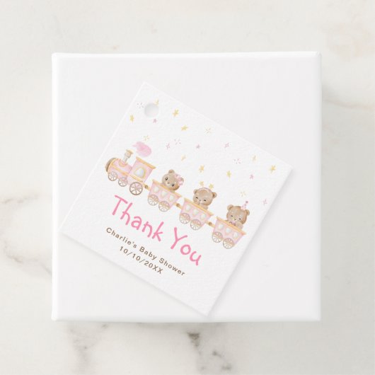ベアーピンク列車ベビーシャワーありがとう フェイバータグ (インサイチュ)