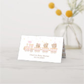 ベアーピンク列車ベビーシャワーテーブル番号 プレイスカード (裏面)