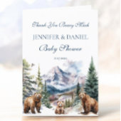 ベアーファミリーアドベンチャースノーマウンテンベビーシャワー サンキューカード