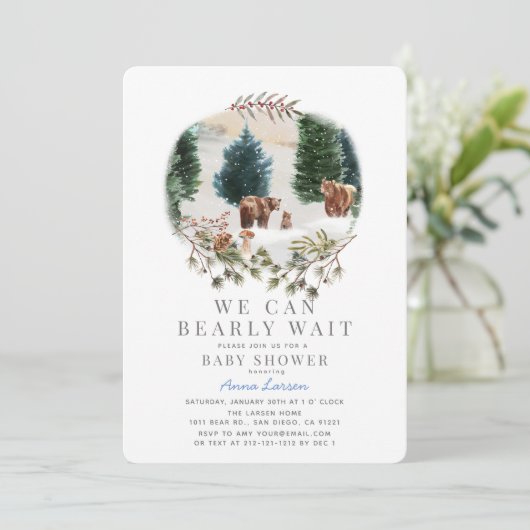 ベアーファミリーバーリーウェイウィンターベイビーシャワー 招待状 (スタンド正面)