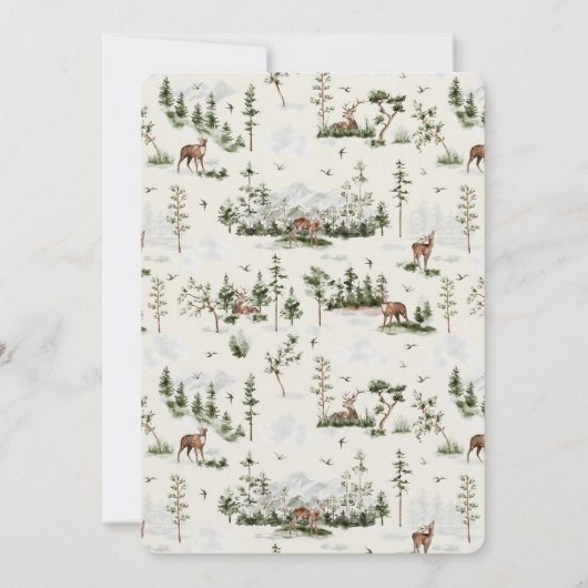 ベアーファミリーベビーベビーシャワー外は寒い 招待状 (裏面)