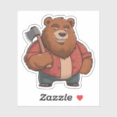 ベアーフレンドリーレッドの格子縞シャツ&アックスのランバージャック シール (シート)