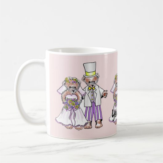 ベアーブナップと新郎のカスタムウェディングマグ コーヒーマグカップ (左)