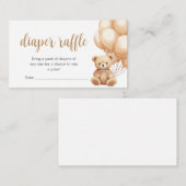 ベアーブラウンバルーンベビーシャワーおむつラッフル エンクロージャーカード (正面/裏面)