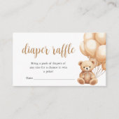 ベアーブラウンバルーンベビーシャワーおむつラッフル エンクロージャーカード (正面)