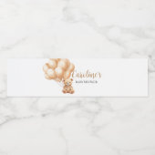 ベアーブラウンバルーンベビーシャワー ペットボトルラベル (シングルラベル)