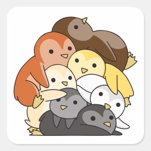 ベアーブラザフッド国旗のプライドLgbtqかわいいペンギン スクエアシール (正面)